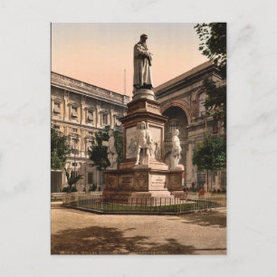 Cartão Postal Monumento a Leonardo da Vinci, Milão, Itália vin