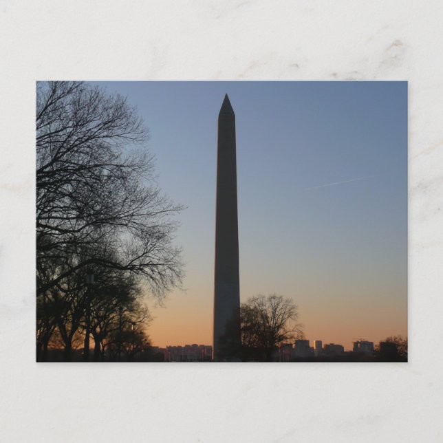 Cartão Postal Monumento a Washington ao Pôr do Sol em DC (Frente)