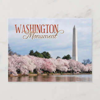 Cartão Postal Monumento a Washington com flores de cereja