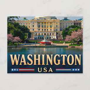 Cartão Postal Monumento a Washington e Ícones Americanos