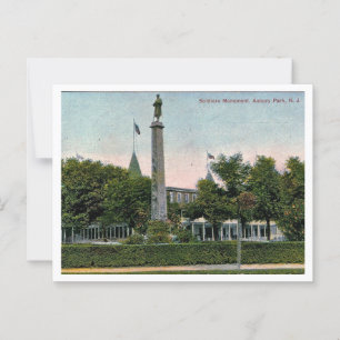 Cartão Postal Monumento aos Soldados de Asbury Park NJ 1911 Insp