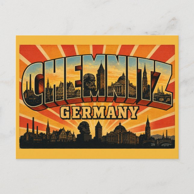 Cartão Postal Monumento Chemnitz Alemanha (Frente)