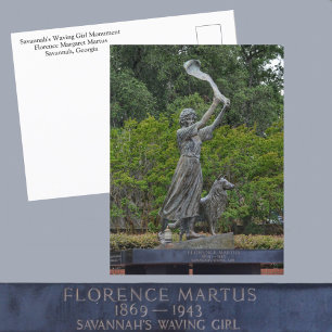 Cartão Postal Monumento da Garota Acenando de Savannah GA Fotogr