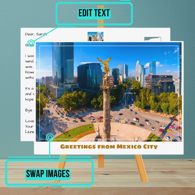 Cartão Postal Monumento da Independência com Skyline Cidade do M (Enjoy our customizable postcard)