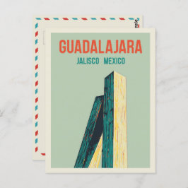 Cartão Postal Monumento de Guadalajara, ilustração de Jalisco Mé
