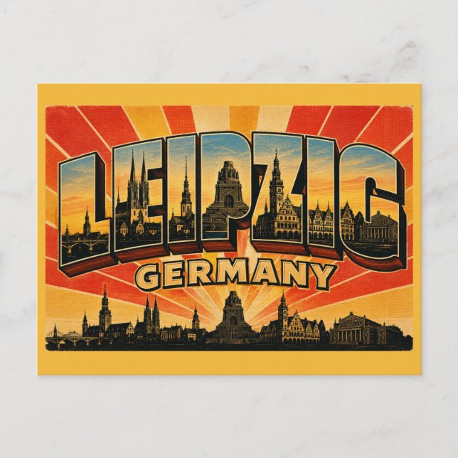 Cartão Postal Monumento de Leipzig Alemanha (Frente)