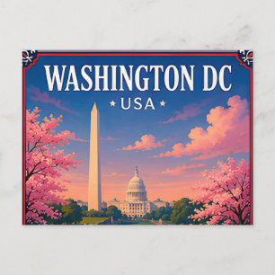 Cartão Postal 🏛️ Monumento de Washington DC Memória da Capital