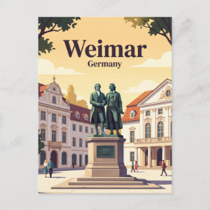 Cartão Postal Monumento Goethe-Schiller, Weimar, Turíngia, Alema
