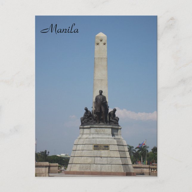 Cartão Postal monumento manila rizal (Frente)