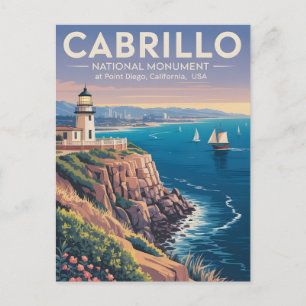 Cartão Postal Monumento Nacional Cabrillo Arte Vintage de San