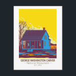 Cartão Postal Monumento Nacional George Washington Carver Vintag<br><div class="desc">Projeto de arte vetorial do Monumento Nacional George Washington Carver. A fazenda foi o local de nascimento e a casa da infância de George Washington Carver, o cientista afro-americano, educador e humanitário que se tornou conhecido por seu trabalho no Instituto Tuskegee</div>