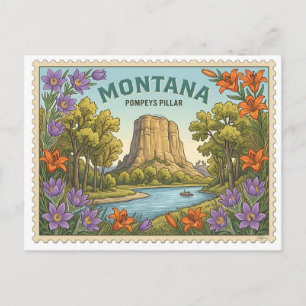 Cartão Postal Monumento Nacional Pompeys Pillar Montana Antigo T