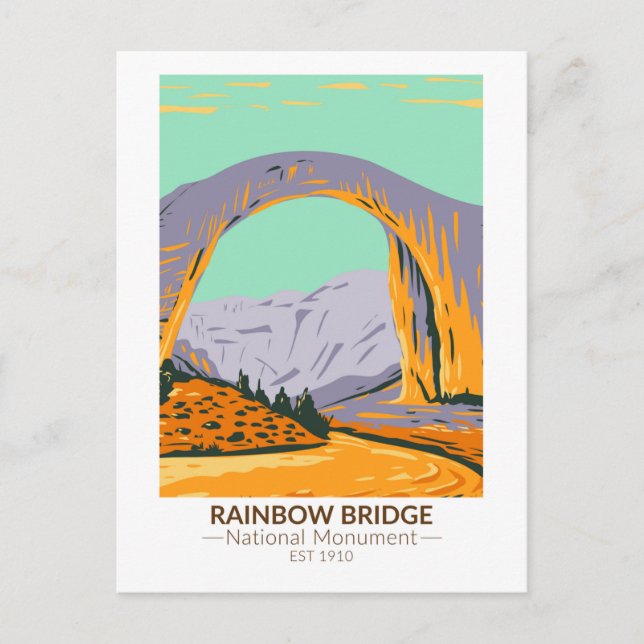 Cartão Postal Monumento Nacional Rainbow Bridge Utah Antigo (Frente)