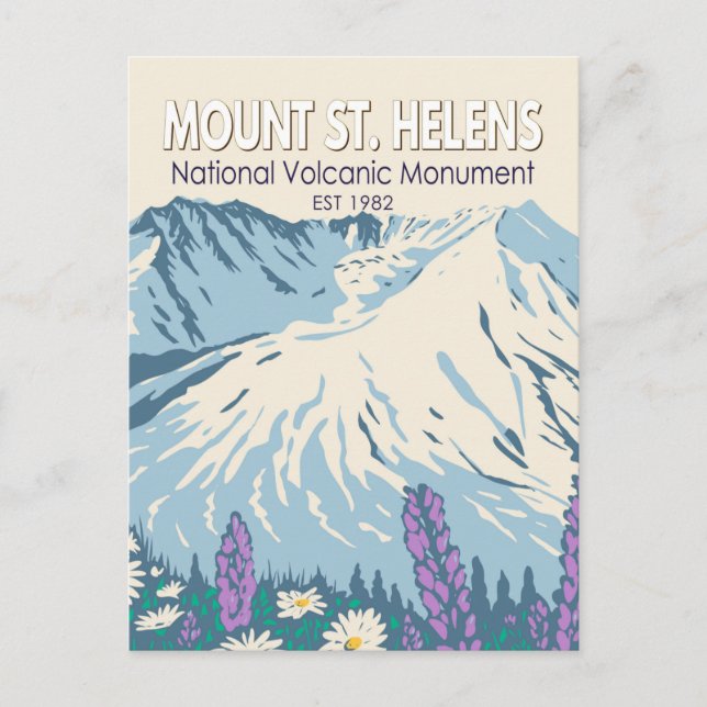 Cartão Postal Monumento Vulcânico Nacional Mount St Helens Retro (Frente)