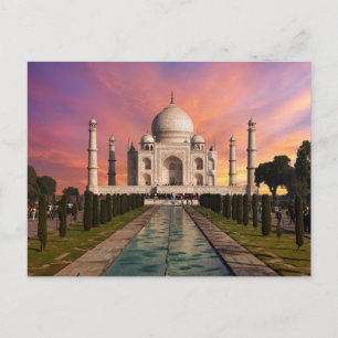 Cartão Postal Monumentos Visão Colorida do Taj Mahal