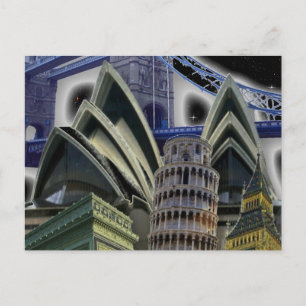 Cartão Postal Monuments Collage by Night Postcard