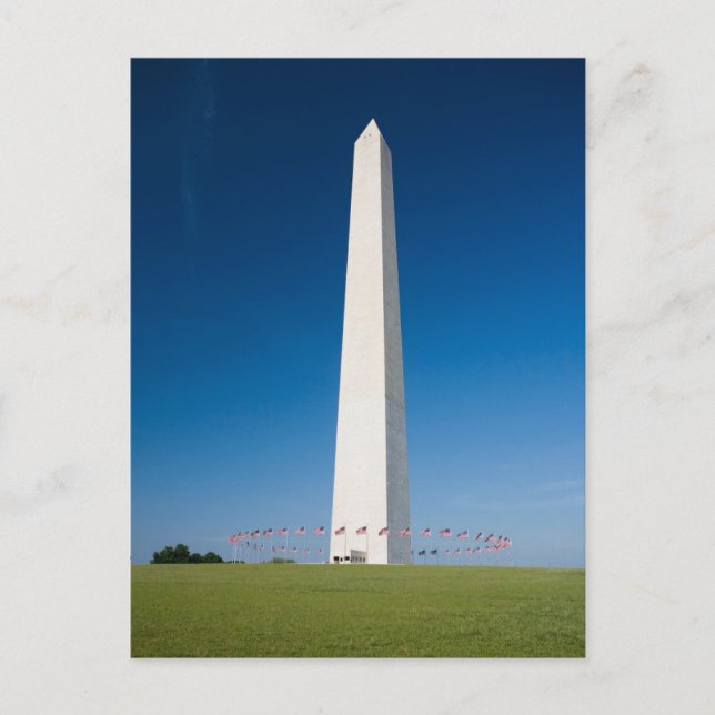 Cartão Postal Monuments | Washington Monument with Flags (Frente)
