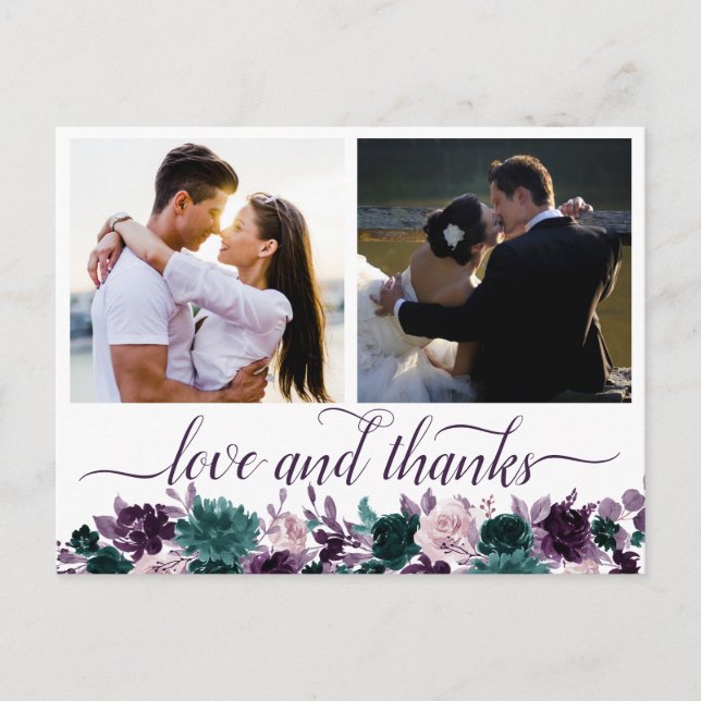 Cartão Postal Moody Boho | EggPlant Purple 2 Foto Obrigado (Frente)