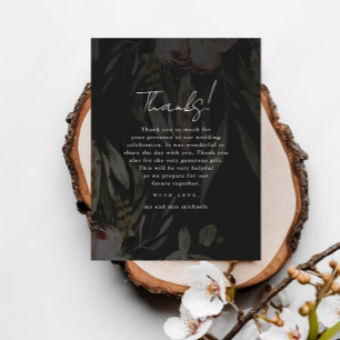 Cartão Postal Moody Floral Overlay Foto de casamento Obrigado
