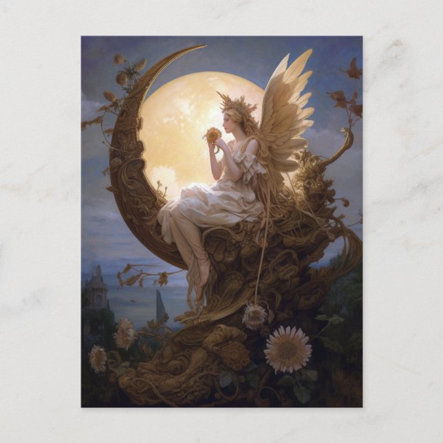 Cartão Postal Moon Angel Fantasy Art (Frente)