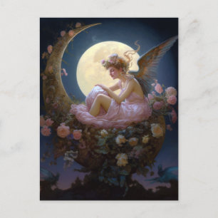 Cartão Postal Moon Angel Fantasy Art