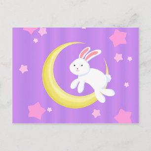 Cartão Postal Moon Bunny Stars