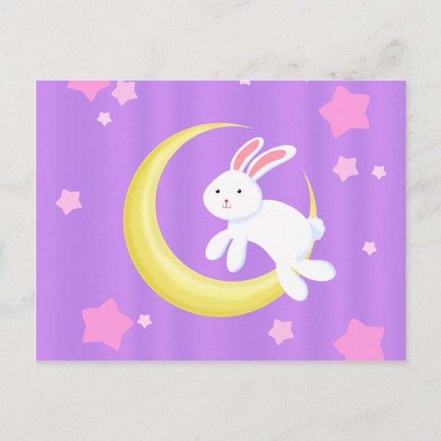 Cartão Postal Moon Bunny Stars (Frente)