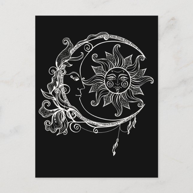 Cartão Postal Moon Espiritual Crescente Sun Astronomia (Frente)