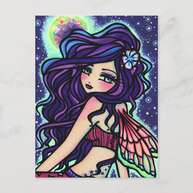 Cartão Postal Moon Glow Fairy Fantasy Art Postcard Hannah Lynn (Frente)