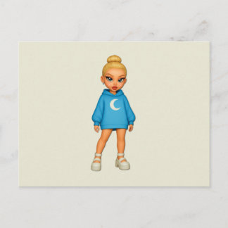 Cartão Postal Moon Hoodie Fashion Doll Postcard