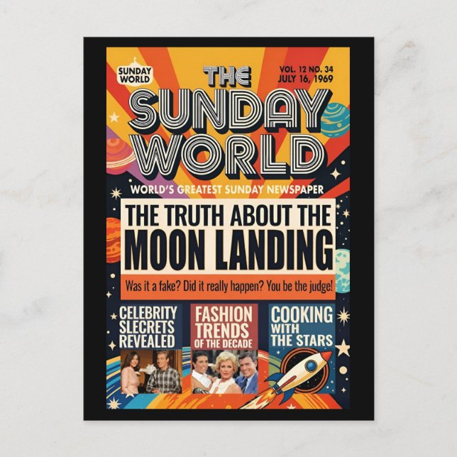 Cartão Postal Moon Landing, 1969, (Frente)