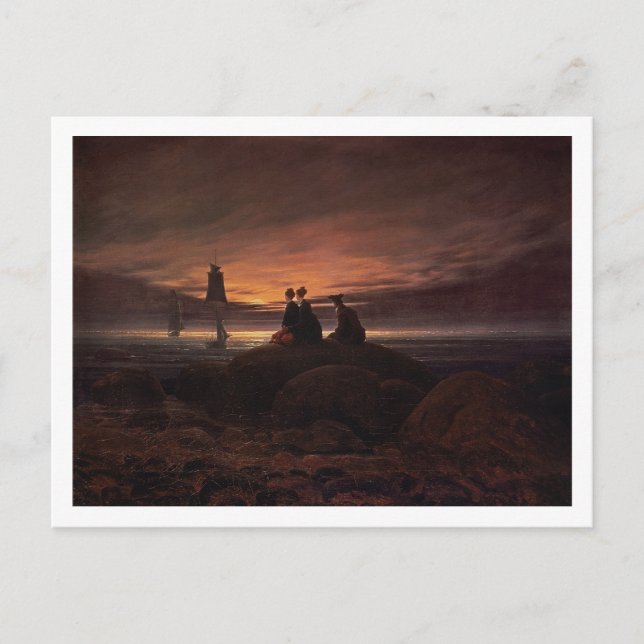 Cartão Postal Moon Rising Over the Sea, 1822 (oil on canvas) (Frente)