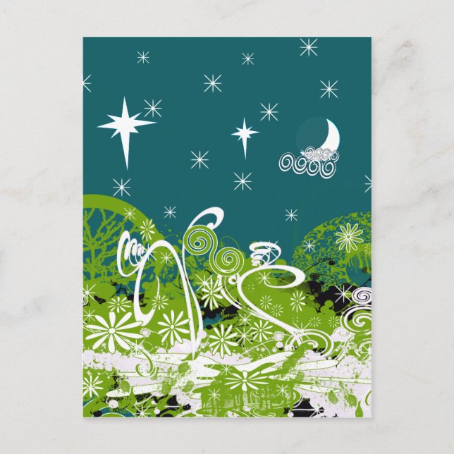 Cartão Postal Moon Stars Swirl Paint Splat (Frente)