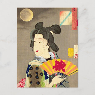 Cartão Postal Moonlight Geisha Japanese Woodblock Ukiyo-e