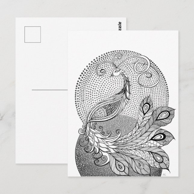 Cartão Postal Moonlight Peacock (Frente/Verso)