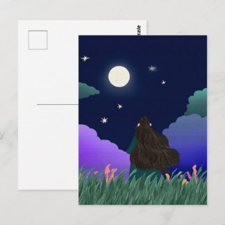 Cartão Postal Moonlit Dreamer Girl Postcard