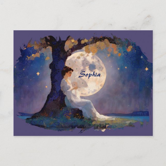 Cartão Postal Moonlit Dreamer - Serene Night Sky (Frente)