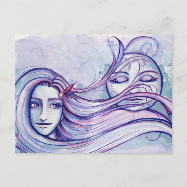 Cartão Postal Moonlit pensa Lua Criança Deusa Lua Criança (Frente)