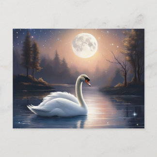 Cartão Postal Moonlit Swan