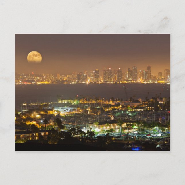 Cartão Postal Moonrise sobre o horizonte de San Diego (Frente)