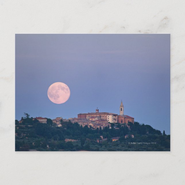 Cartão Postal Moonrise sobre Pienza (Frente)