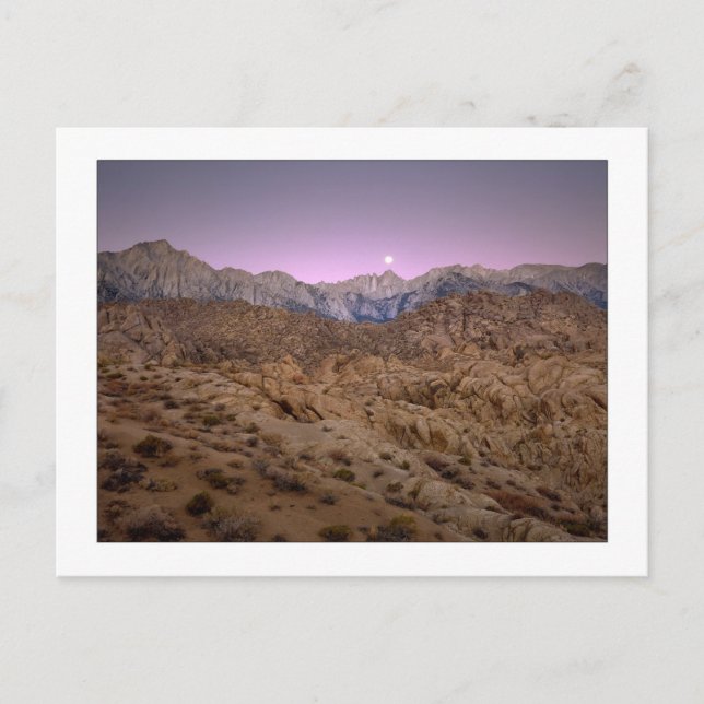 Cartão Postal "Moonset On Mt. Whitney" (Frente)
