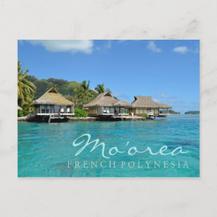 Cartão Postal Moorea sobre a Polinésia Francesa com bungalows de