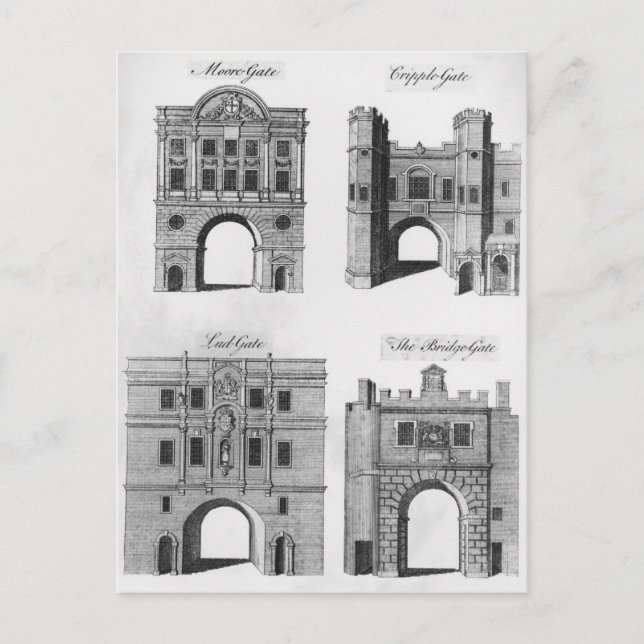 Cartão Postal Moorgate, Cripplegate, Ludgate Bridgegate (Frente)