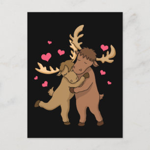 Cartão Postal Moose Bonita Moose Oferece Dia de os namorados par