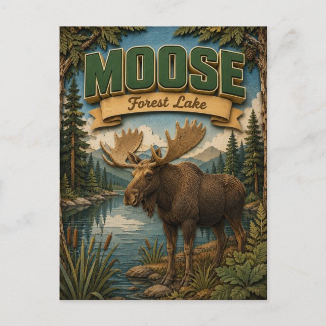 Cartão Postal Moose Forest Lake POPCUT (Frente)