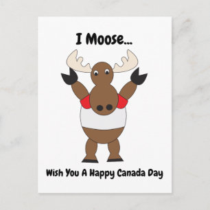 Cartão Postal Moose Funny Canada Day Red White Personalize
