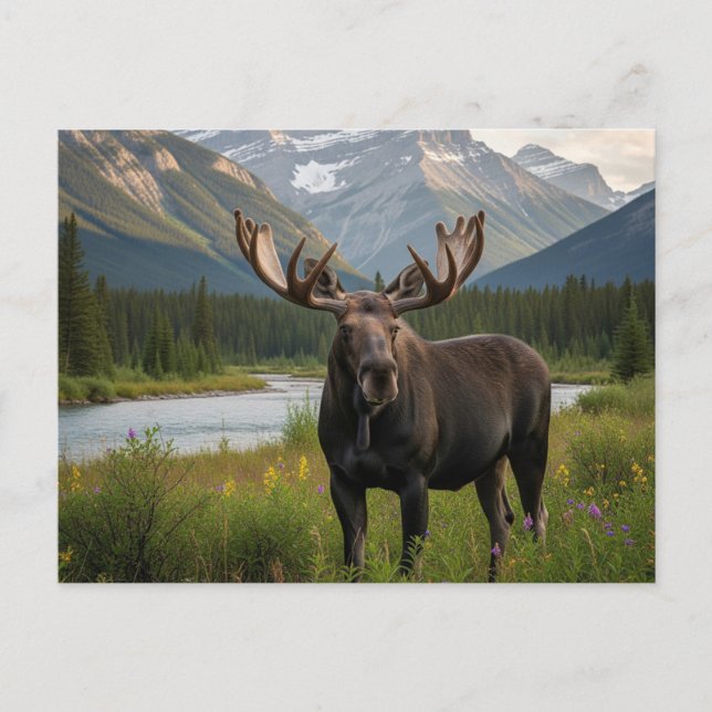 Cartão Postal Moose no Banff National Park Canadá (Frente)