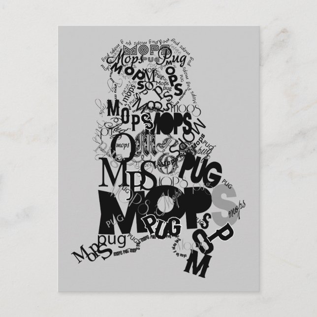 Cartão Postal Mops aus Buchstaben (Frente)