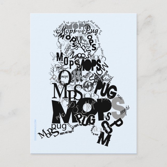 Cartão Postal Mops aus Buchstaben (Frente)